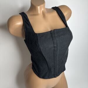 Self Esteem Black Lace Boned Corset Top S Y2K Hook Eye Coquette Fairy Tank Top